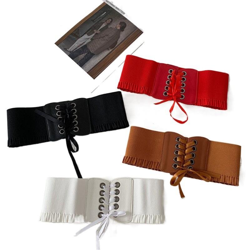 Elegant Womens Waist Belt With Ruffled Edge Design Perfect For Dresses Shirts And Casual Styles