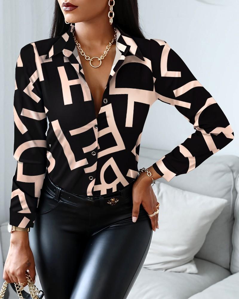 Women's Long Sleeve V Neck Shirt Retro Style Color Block Button Down Casual Blouse for Spring Lightweight Fabric