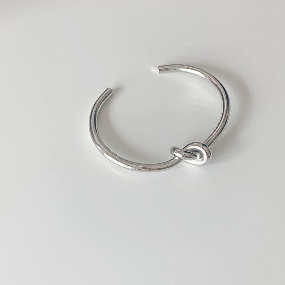 

Knot Twist Bold Layered Silver Bangle Bracelet