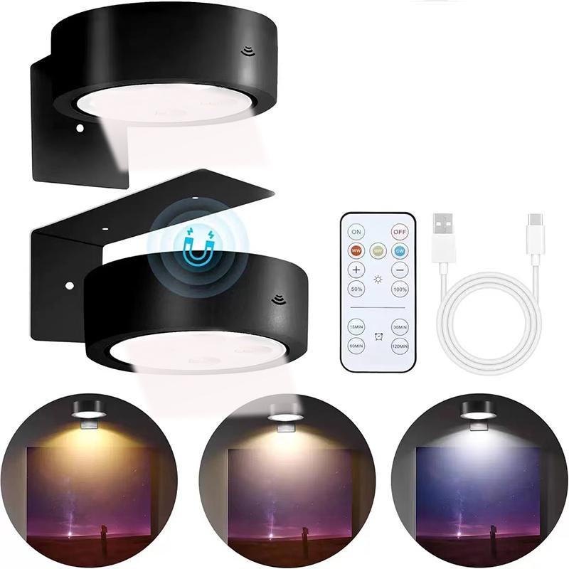 

Набор из 2 настенных светильников для картин, магнитная витрина для произведений искусства с пультом, 3 режима освещения с регулировкой яркости и таймером 2Pcs чёрный