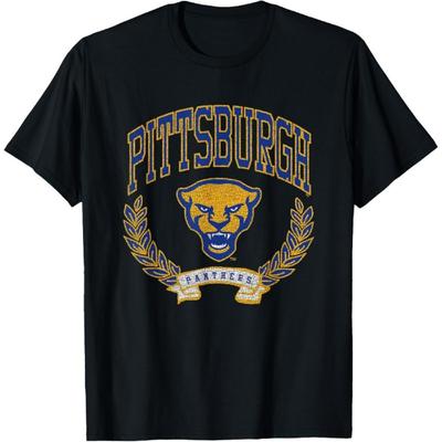 Unisex Adults Black Small Classic Fit Short Sleeve Crew Neck Pitt Panthers Vintage T-Shirt