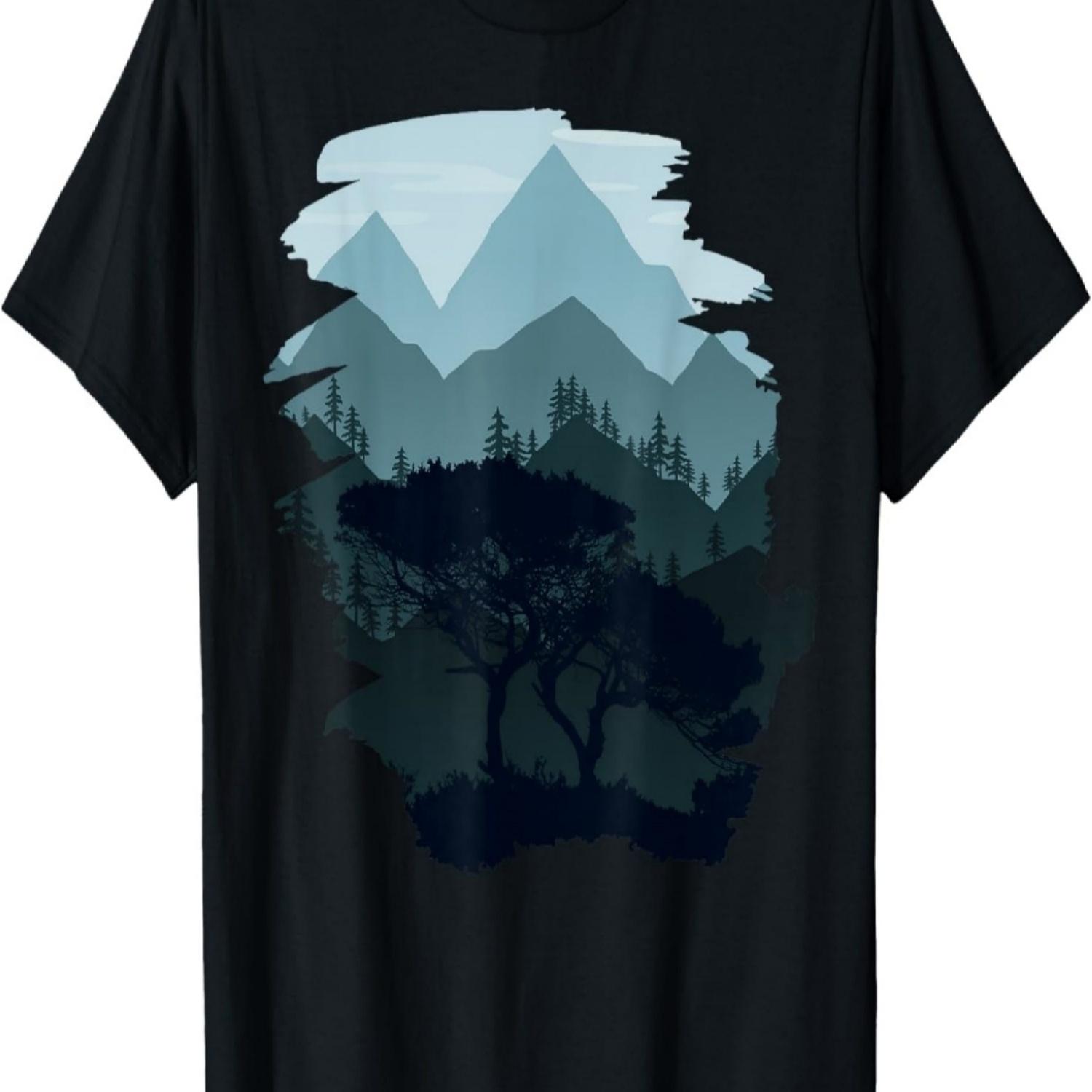Mountain, Nature Trees and Forest T-Shirt(4) S