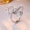 Bague Mignonne Féminine Cœur Blanc Nœud Chat Pierre Zircon Dainty Couleur Or Rose Mariage Pour Femmes