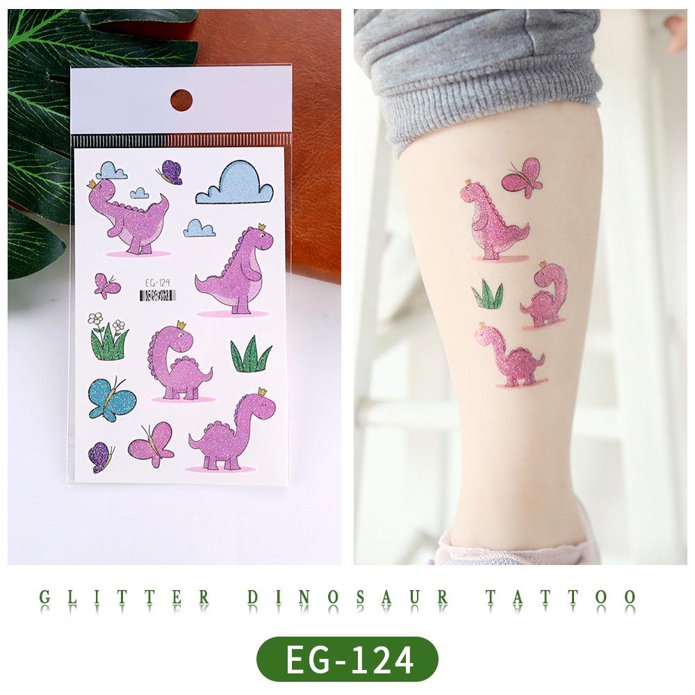 Ruikalong Glitter Animal Tattoo Stickers for Kids - Cartoon Dinosaurs, Water Transfer