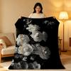Art B-Black a-and W-White Floral Throw High-Density Short Plush Blanket Soft Skin-Friendly for Sofa Nap Air-Conditioned Room