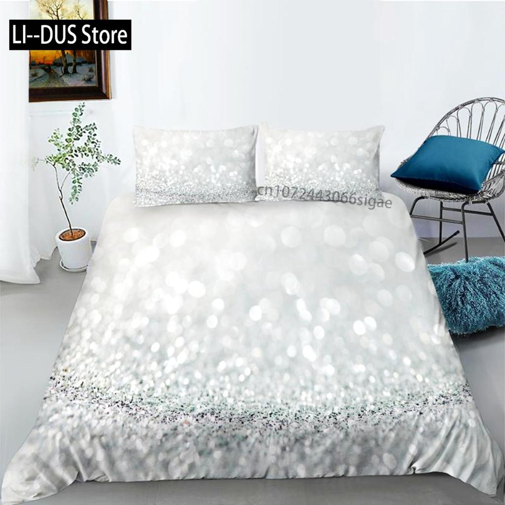 Glitter Duvet Cover Set Shiny Pink Gold Glitter Stars Bedding Set For Kids Girls Cute Style Double Queen King Size Quilt Cover