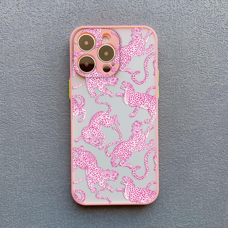 Pink Leopard Print Pattern Phone Case For iPhone 16 15 Pro Max Plus 17 Pro Max 14 13 Mini 12 11 Pro Max Shockproof Back Covers
