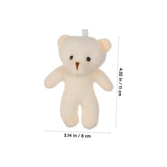 EXCEART Mini Bear Plush Small Bears 10pcs Mini Animal Decorations Bear Hanging Ornament Keychain for Kids Small Cloth Cute Handmade Beige