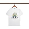 280g Double Yarn Cotton T-Shirt Couples Casablanca Castle Print Short Sleeve Round Neck Loose Fit
