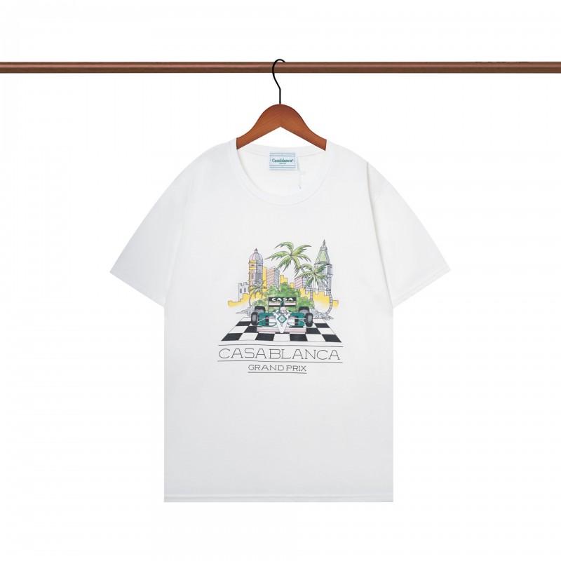 280g Double Yarn Cotton T-Shirt Couples Casablanca Castle Print Short Sleeve Round Neck Loose Fit