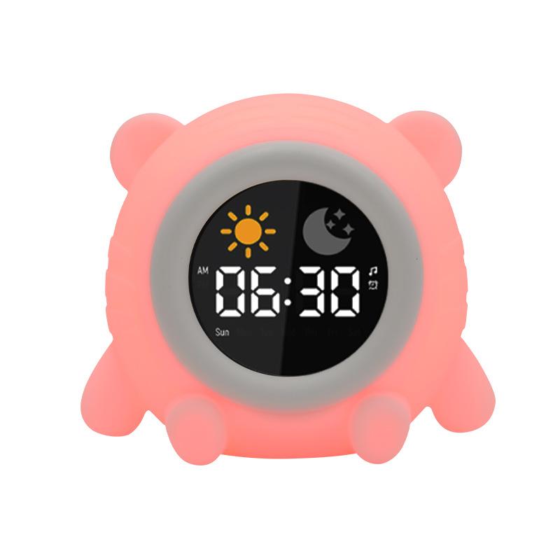 Cartoon digital display electronic clock animal patting color-changing silicone night light children's auxiliary sleep light