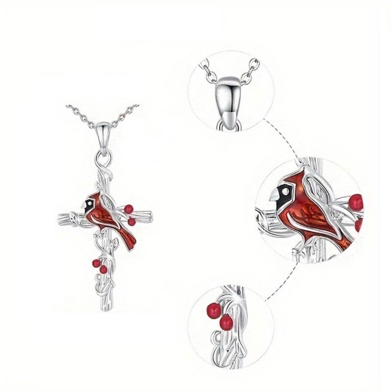 Fashion Redness Bird Pendant Necklace Drop Earring Rings Unique Animals Keychain Keyring Clavicle Chain Vintage Jewelry