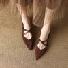 Chengdu Style~ Retro Style Pointed Head Cross Strap Mary Jane Women's Shoes Spring and Summer Leather Matte Shallow Mouth Single Shoes