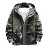 Men Hoodie Jacket Camouflage Patchwork Loose Windbreaker Spring Autumn Washable Zipper Outwear Streetwear