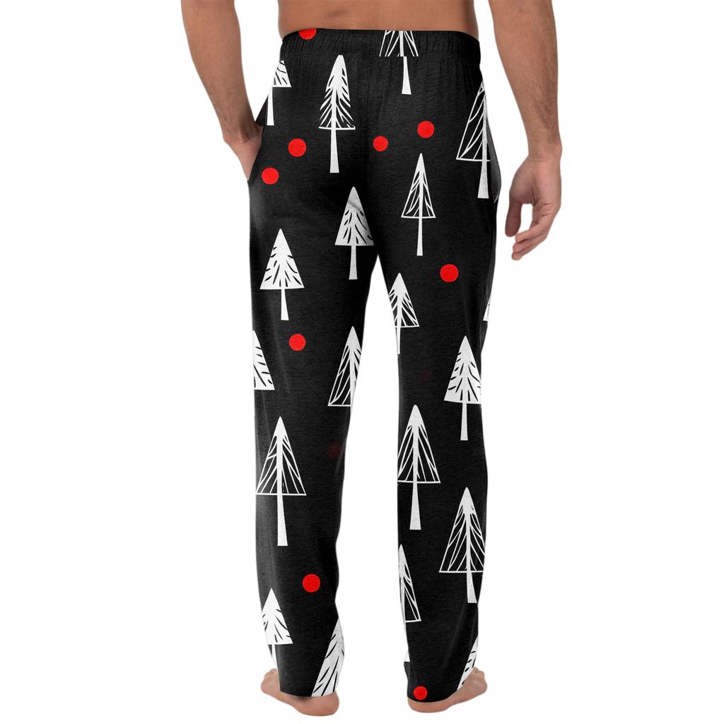 Men's Knitted Fashion Print Pocket Casual Pants Pajama Pants