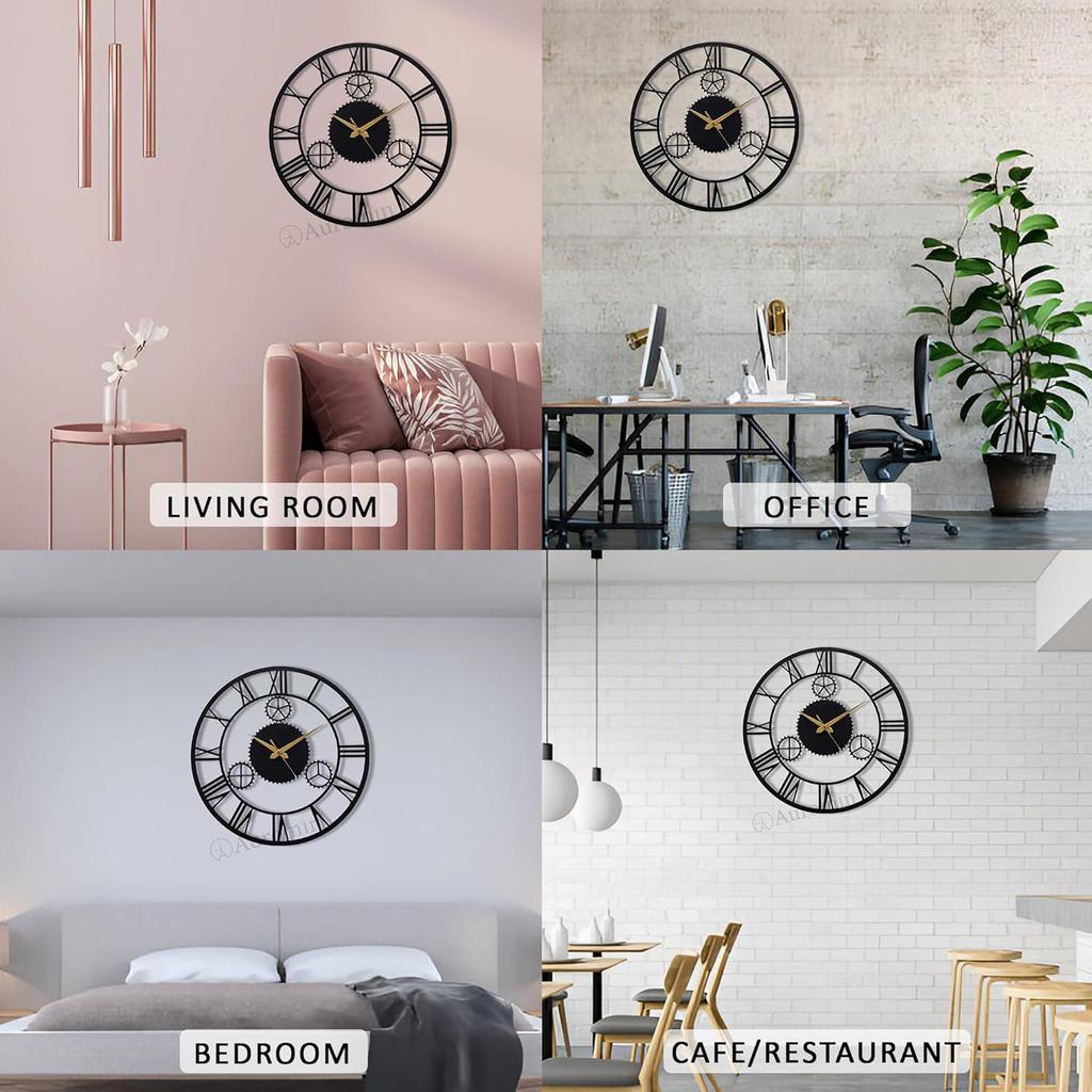 Väggklocka för Vardagsrum, Sovrum, Kontor, Kök, Hem och Hall, Snygg Unik Stor Modern Väggklocka för Heminredning(40 cm, Mattsvart)