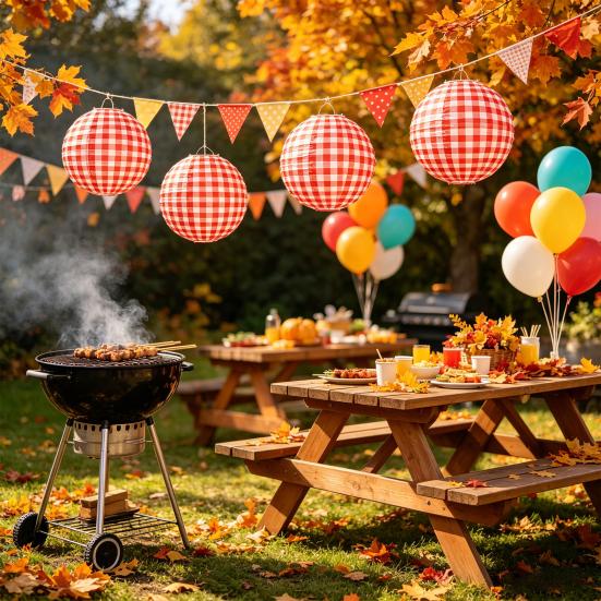 Rot Grün Gelb karierte Papierlaterne Karomuster Kariert Hängende Große Runde Laterne für Geburtstag Junggesellinnenabschied Outdoor Camping Dekoration