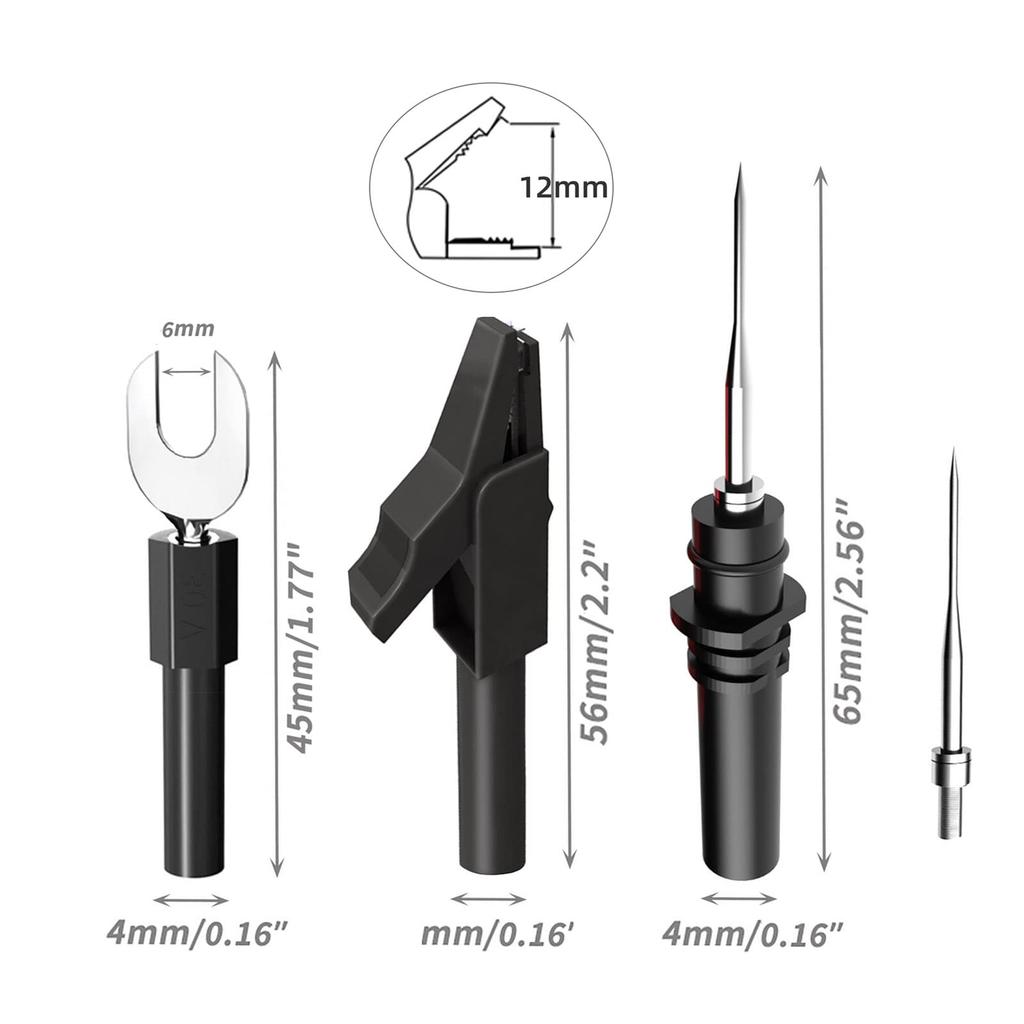 Cleqee Stackable Banana Plug Silicone Test Lead 4mm Stackable Banana Plug with Alligator Crocodile Test Forkback Probe Pin for Replaceable Test Set of