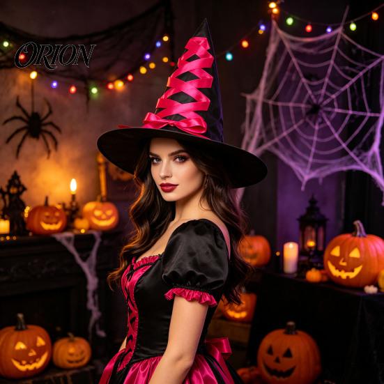Festive Party Souvenir Hat Halloween Witch Hat, Reusable Oxford Cloth Pointed Wizard Costume Accessories for Costume, Carnival, Masquerade,