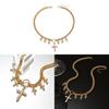 Cross Pendant Multilayer Necklace With Geometric Metal Chain For Womens Fashion Accessory