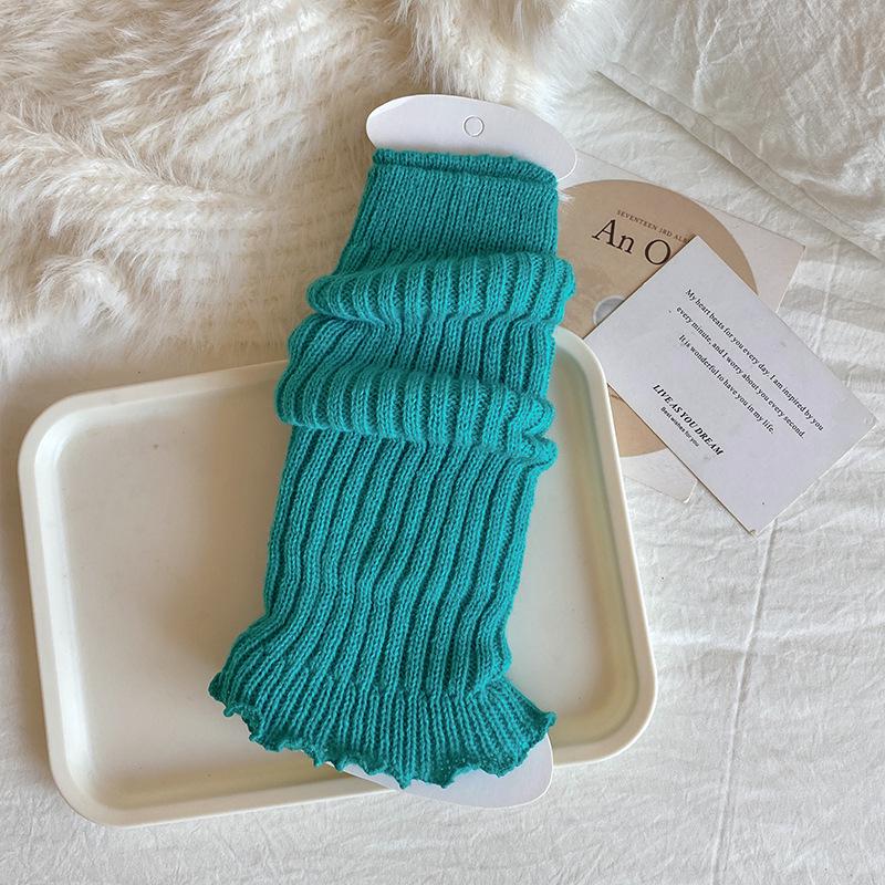 Girls' Angora Red Lace Knit Leg Warmers - Chunky Mid-Calf Socks for Spring, Autumn, and Winter