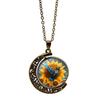 Sunflower Hummingbird Time Women's Jewelry Hummingbird Double-Sided Rotating Moon Necklace Pendant Necklace