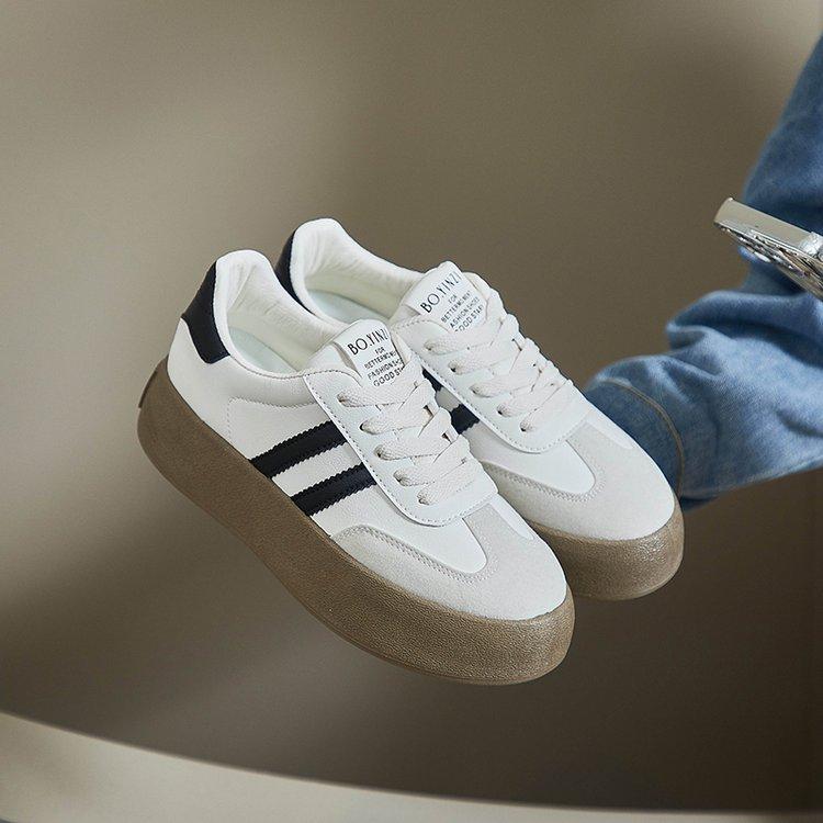 Sneakers women's autumn new thick-soled versatile color matching casual board shoes trendy college style round
