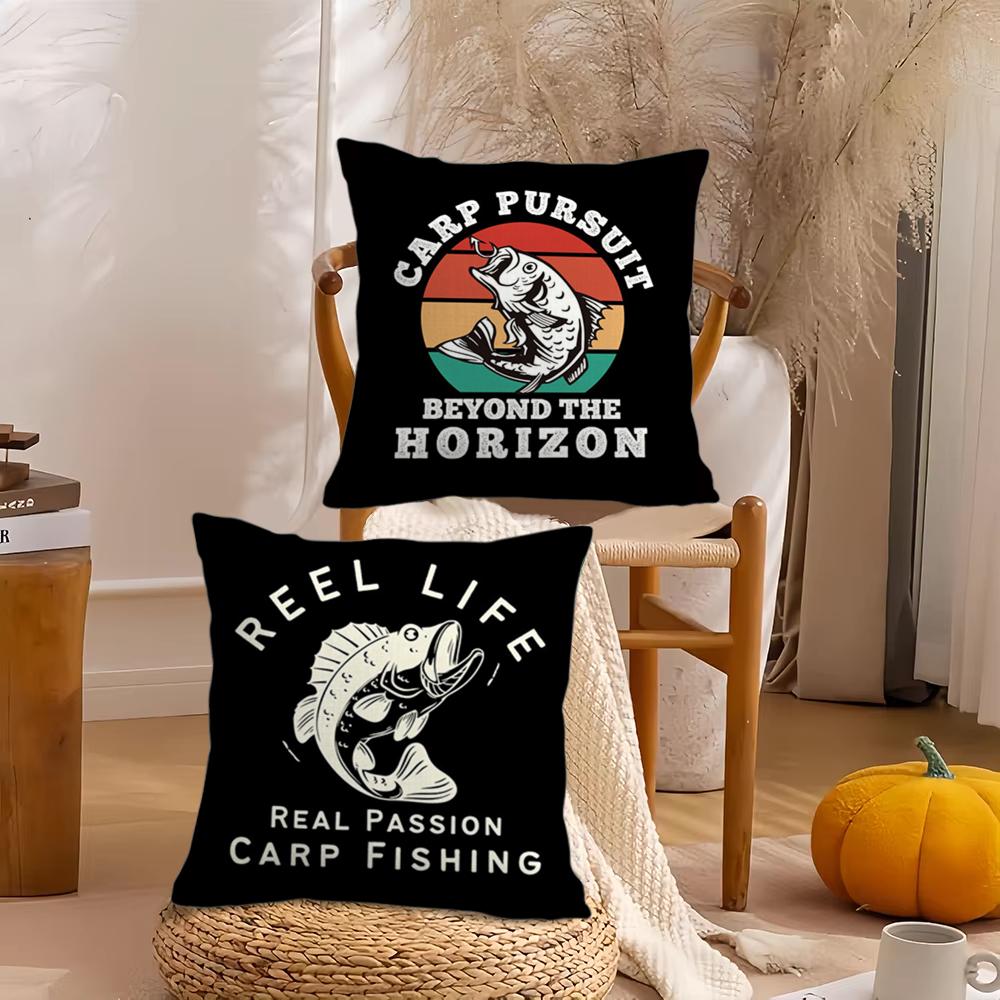 Carp Fishing Art Cushion Cover Short Plush Double-Sided Printing Home Machine Washable In Warm Winter Pillow Cover