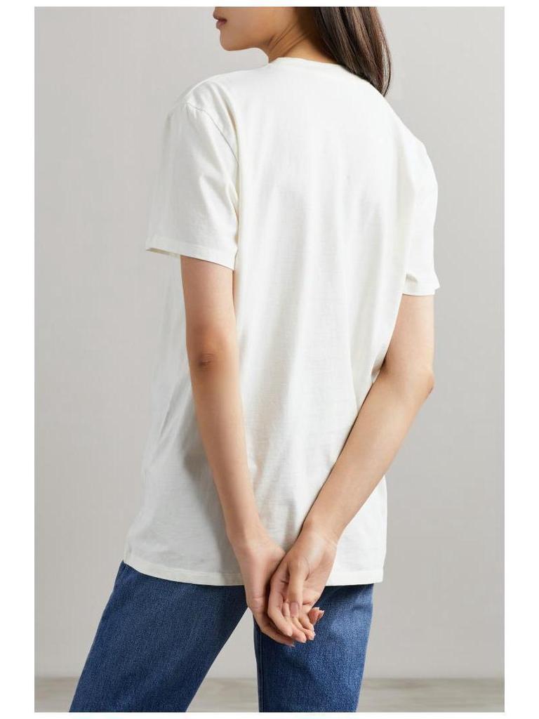 Summer Double-Headed Fox Embroidery Heavyweight Cotton Couple T-Shirt