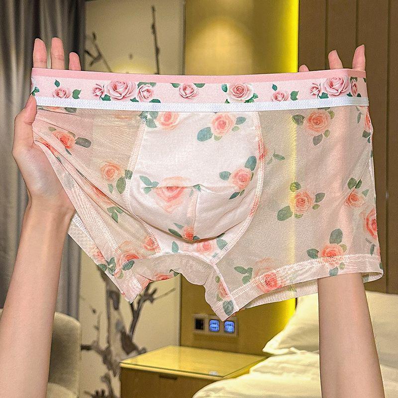 Mesh Men s Breathable Boxer Shorts - Transparent, Sexy, Quick-Drying, Summer Print