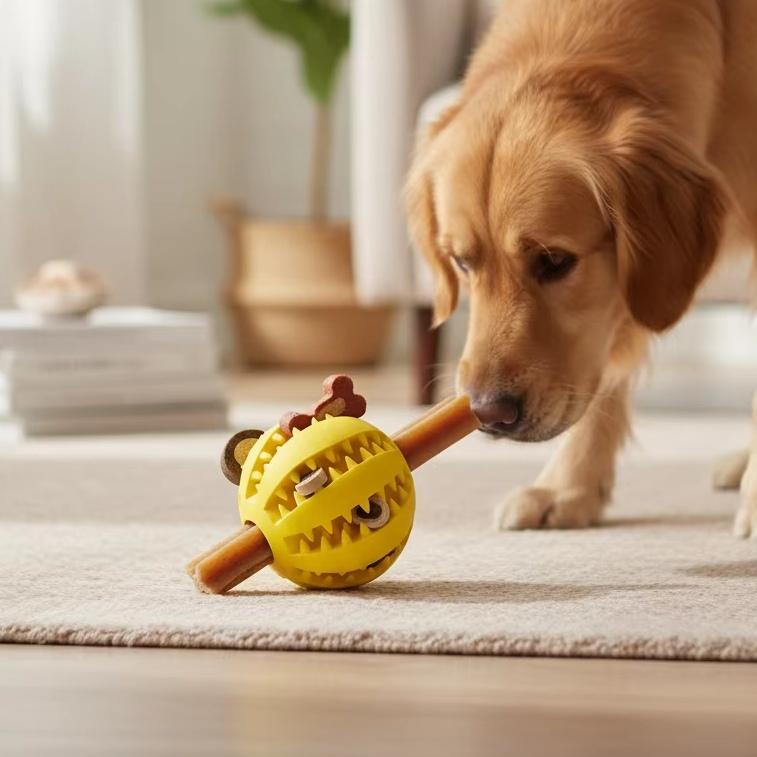 Custom BPA-Free Natural Rubber Dog Chew Ball Toy-Durable Molar Teeth Cleaning for Aggressive Chewers Exercise Boredom Buster