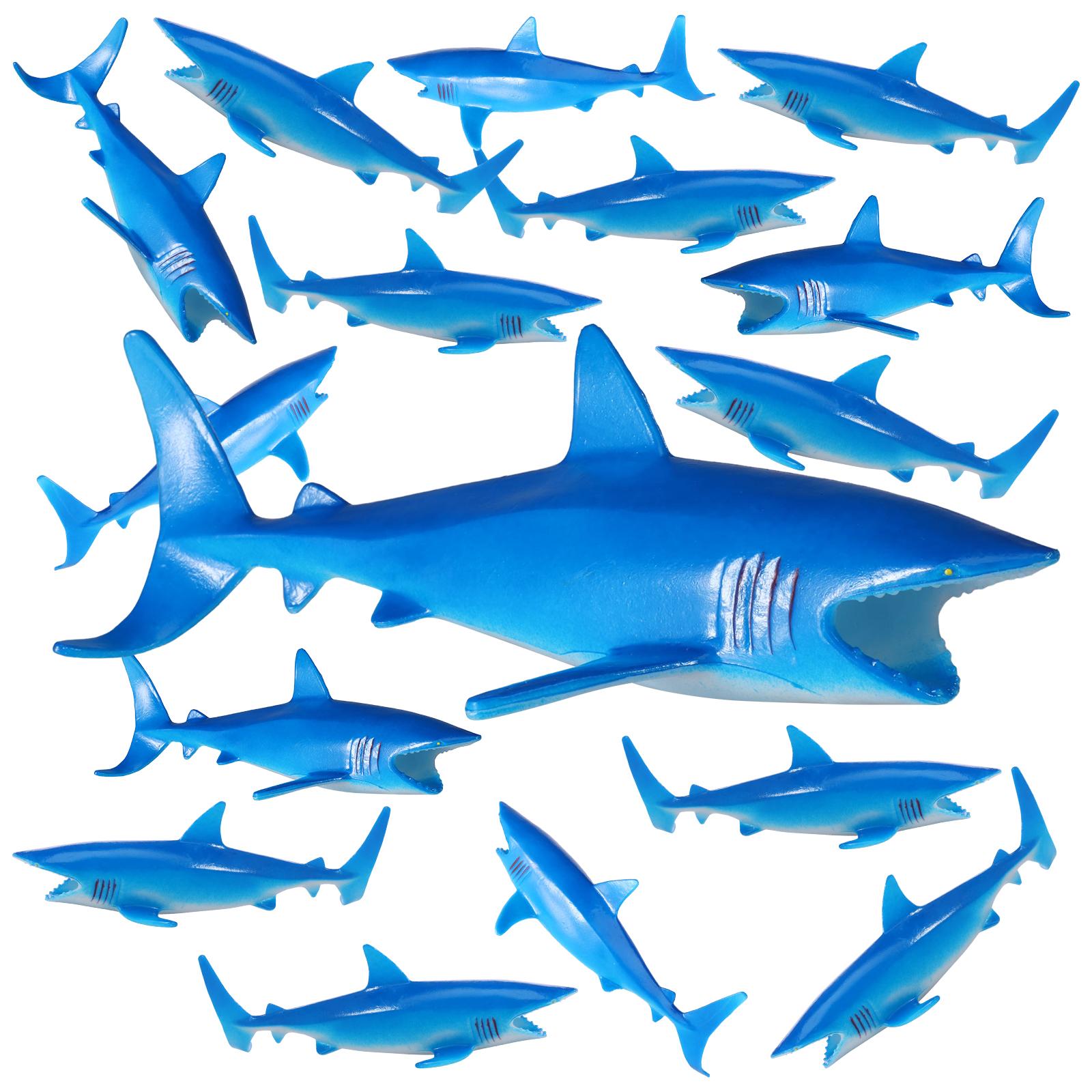 16Pcs PVC Shark for Drinking, Hollow Shark Decor Filled Flavor Syrup for Whiskey Cocktail Ocean Theme Party Drinkware Accessory