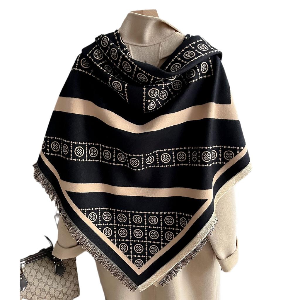 Imitation Cashmere Scarf Women'S Shawl Travel Decoration Square Scarf Letter Air Conditioner Warm Cloak Thickened Scarf