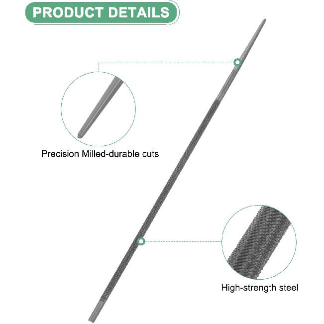 3-Pack Chainsaw Sharpening File, 3/16 Inch Round Sharpening File Steel Chainsaw File Without Plastic Handle for Sharpening/Chainsaw/Round Files