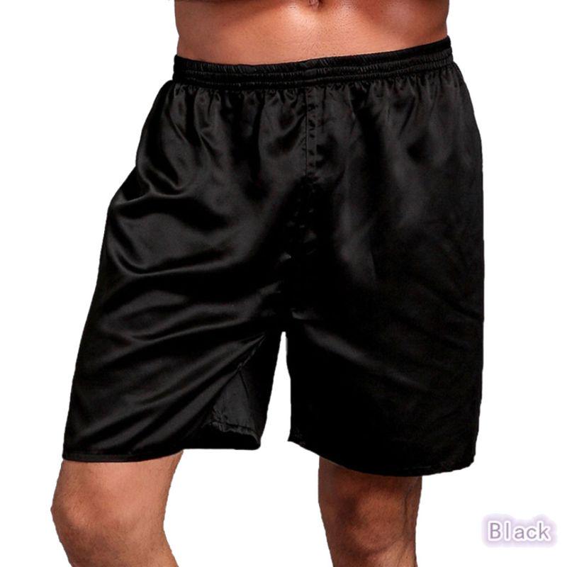 Mens Satin Pajamas Boxer Shorts Plain 