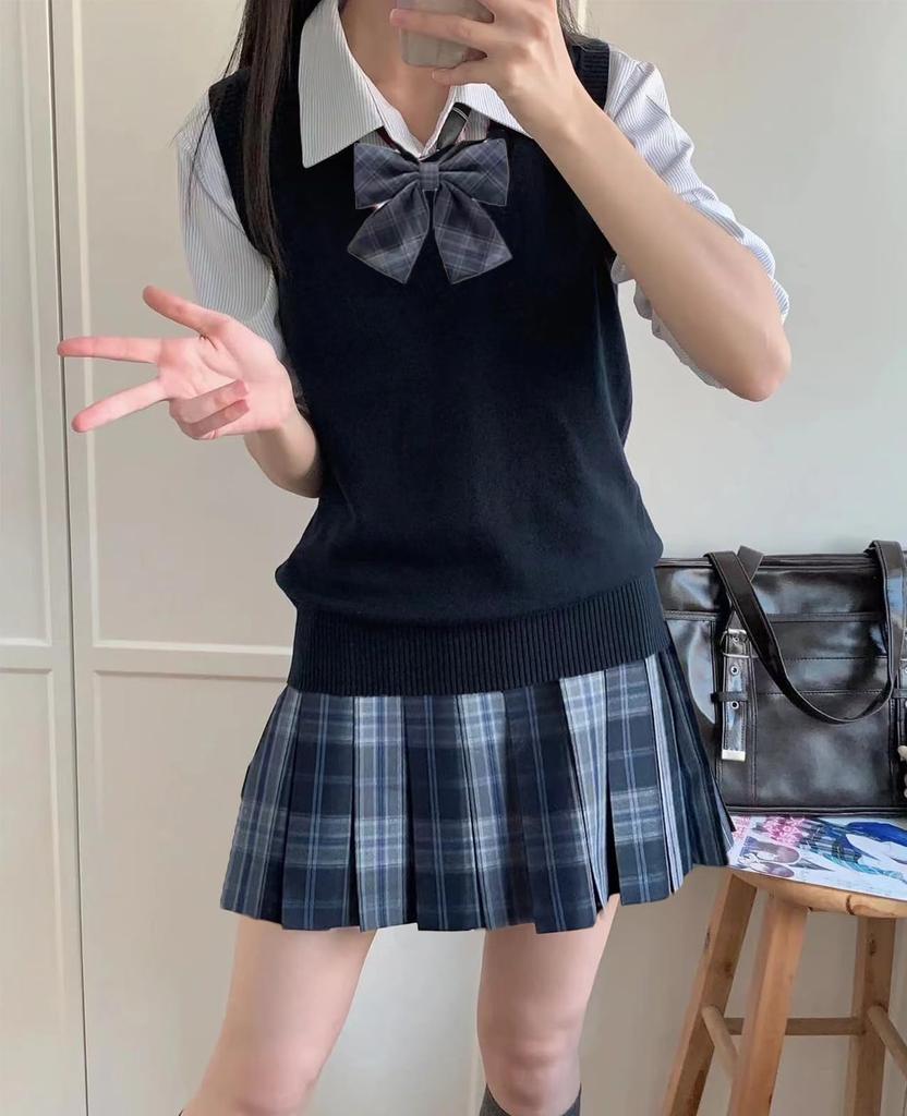 QOOLY Cosplay Uniform JK Halloween High School Girl Junior High School Student Party Long Size S 4-Piece Set, Skirt, Costume, Uniform, Uniform,