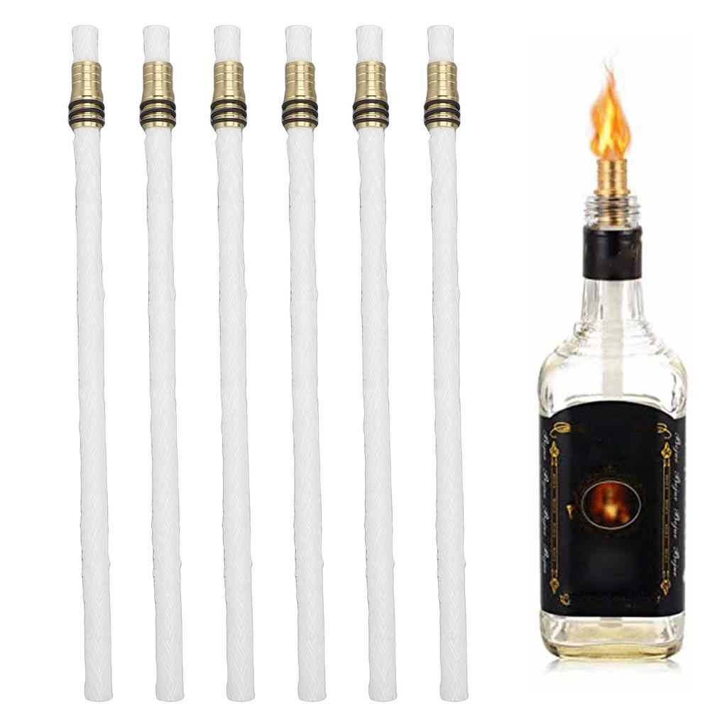  Homemade Wine Bottle Torch Kit   Lasting Fiberglass Torch Wicks with Brass Holders Washers for Outdoor Decor
