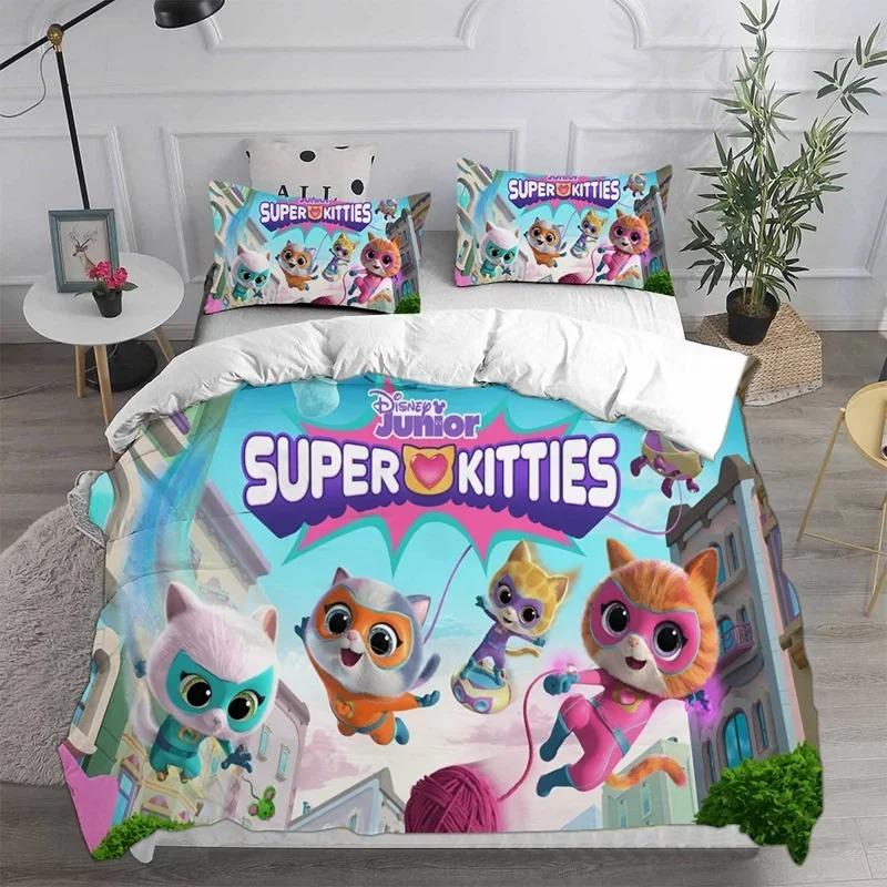 Anime Super Kitties Conjuntos de Cama Edredom Colcha Capa de Cama Edredom Fronha Conjuntos Crianças Adulto Tamanho Têxteis para Casa