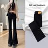 Fleece-Lined High-Waisted Black Flared Jeans for Women - Petite, Slimming Pants for Autumn/Winter 2024