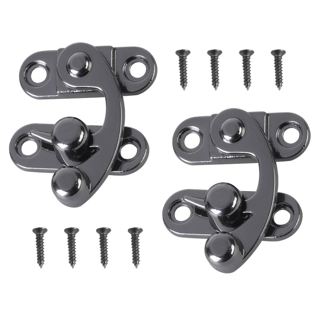 Vintage-Stile Schwarze Zinklegierung Hornverschluss Schwenkarmriegel Geeignet für Schmuckkästchen und Holzkoffer Puppenhäuser