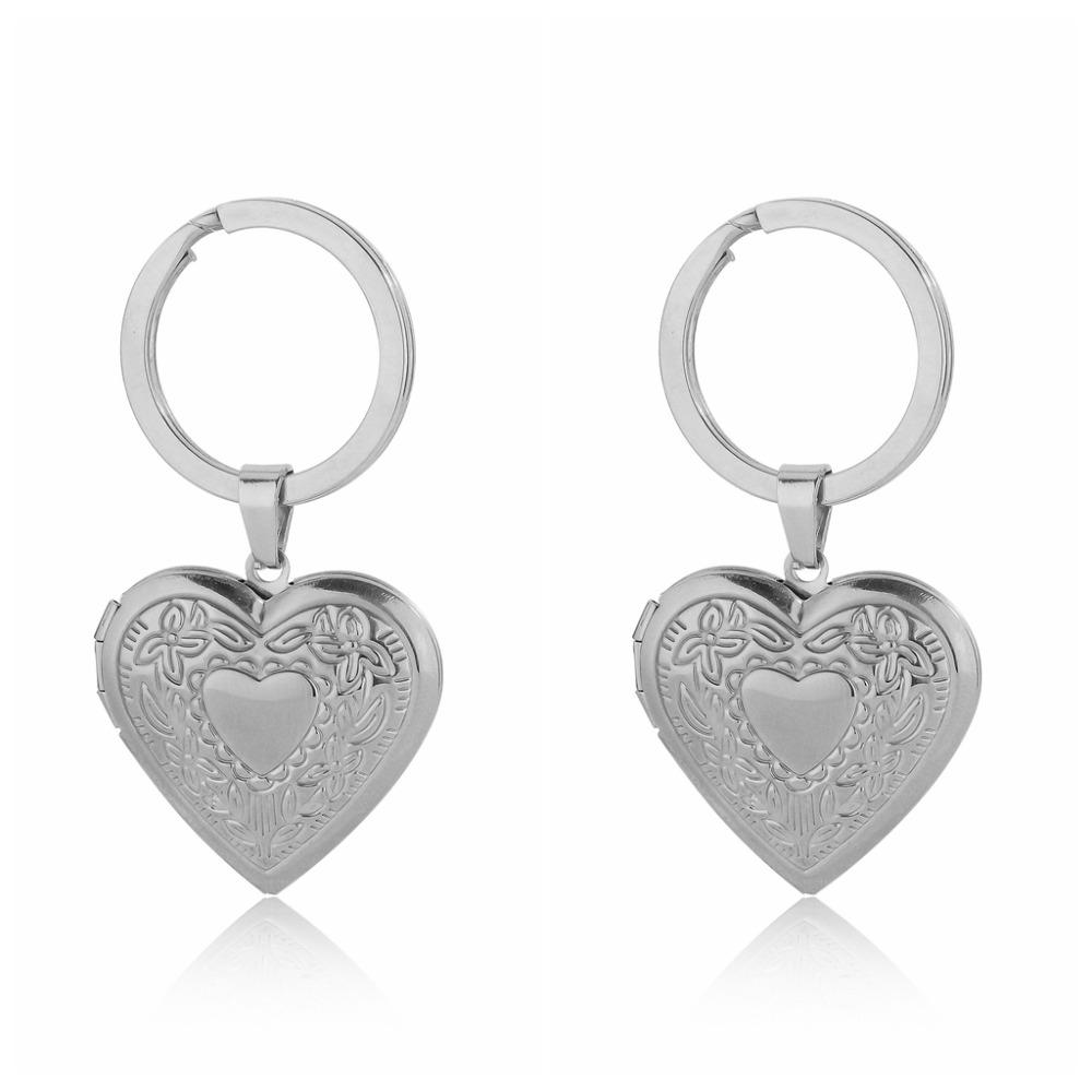 2Pcs Stainless Steel Photo Hold Pendant Charms Family Friendship Keychain  Bag Decor