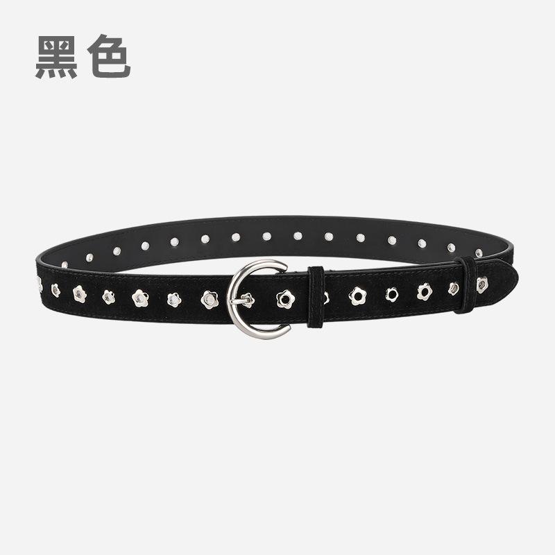 Belt Women s Trend Fashion Rivets Leather Belt Cowhide Jeans Belt Women s Personality Decoration 105*3.3cm