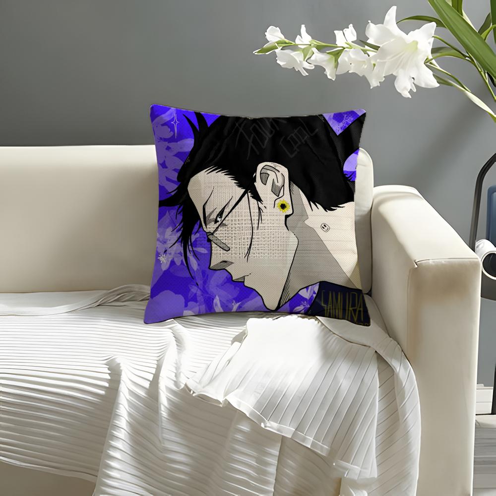 Fashion Samurai Champloo Cool Pillow Case Natural Linen Organic Fabric DoubleSided Printing Sofa Home Decor Cushion Cover