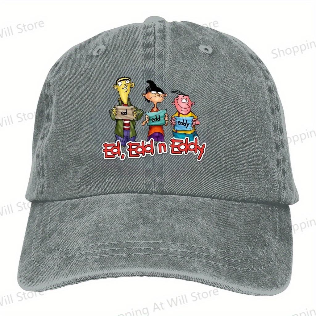 Ed Edd N Eddy Peaked Hat Vintage Animated Series Adjustable Rayon Summer Sun Hat with Colorful Character Design