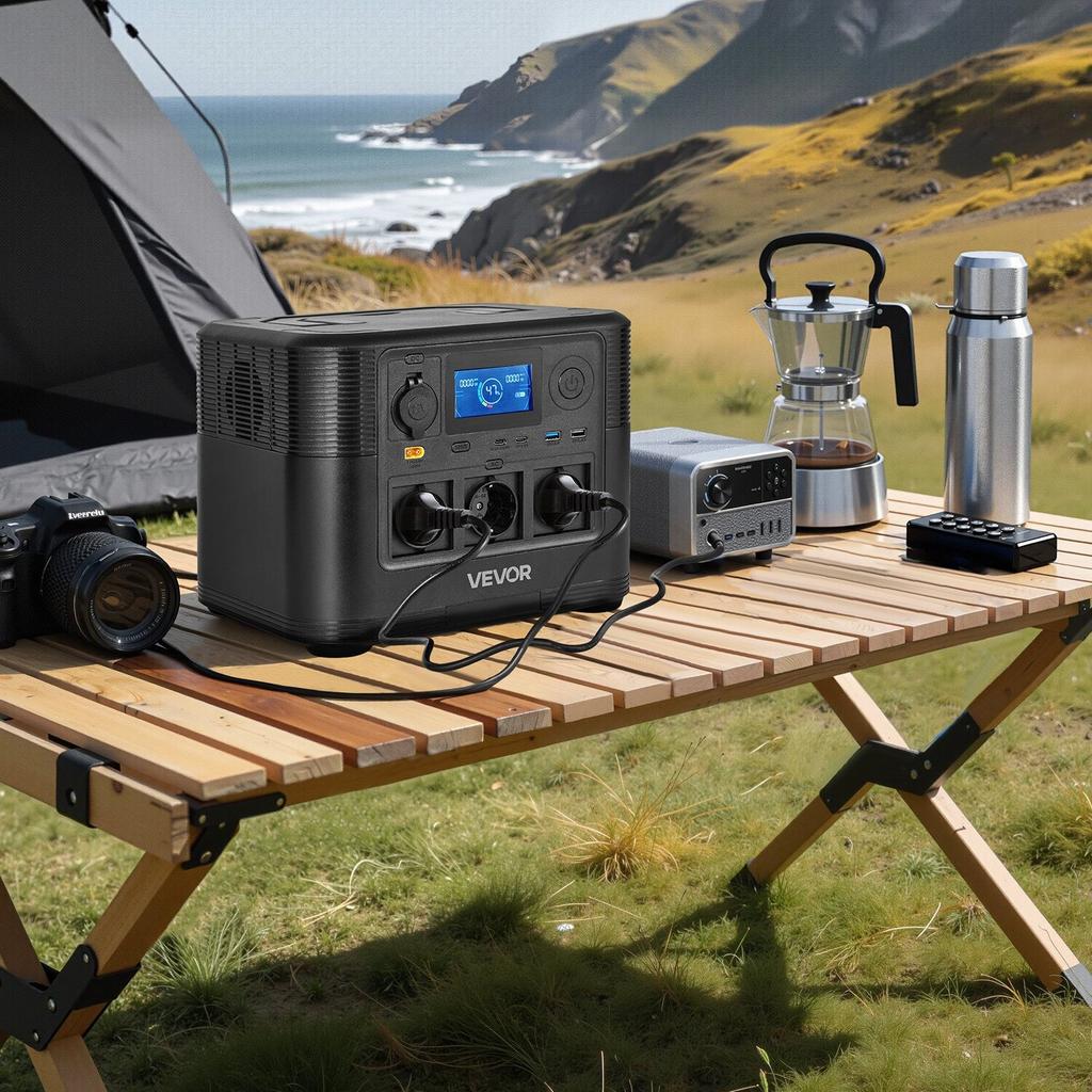 Portable Power Station, 1200W Solar Generator Power Station, 806Wh LiFePO4 Battery Backup with 9 Output Ports for Home Emergency, Outdoor Camping, RV