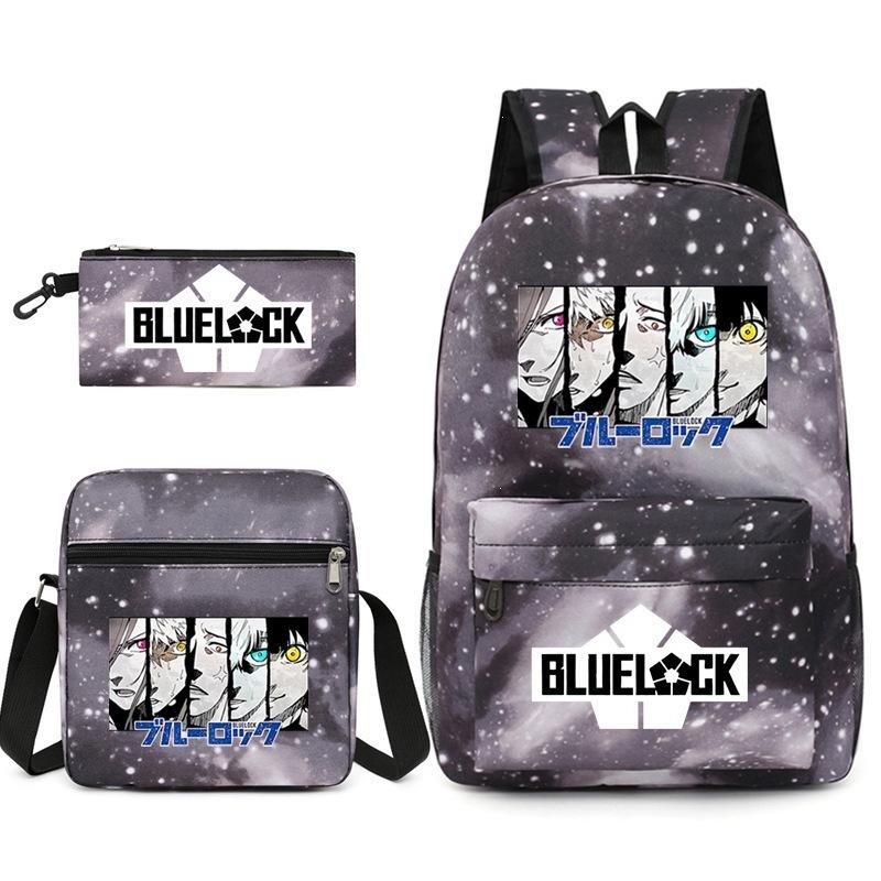 Large Capacity Schoolbag with Shoulder Strap; Student Three-piece Pencil Case Set