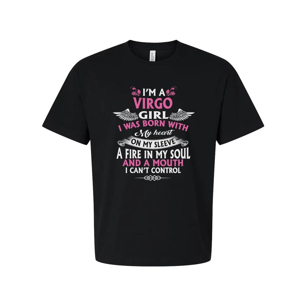 Jungfrau Sternzeichen Mädchen Grafik T-Shirt Mit Flügelmotiven Und Inspirierendem Zitat Design Fo