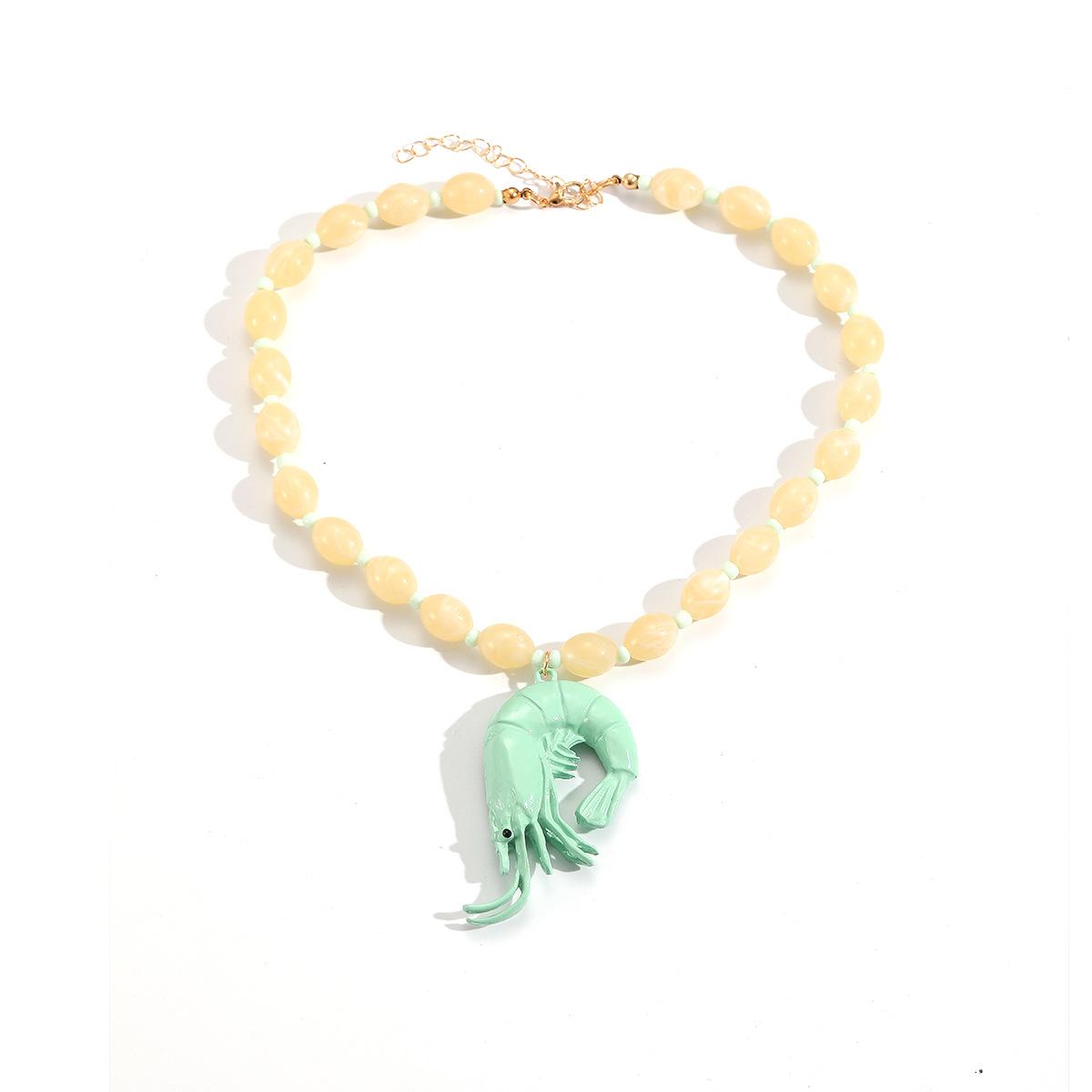 Exaggerated summer natural ocean vacation style lobster pendant necklace fashionable multi-color women s collarbone chain