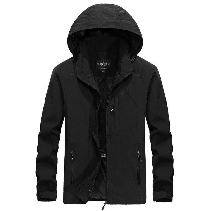 

Мужская тонкая армейская куртка Hardshell Outdoor с капюшоном для альпинизма, ветровка, мужское пальто M чёрный