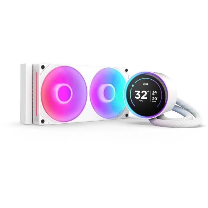 Watercooling - NZXT - RL-KR24E-W2 - Kraken Elite 240 RGB - Écran 2.72", panneau RGB personnalisable et ventilateurs RGB - Blanc